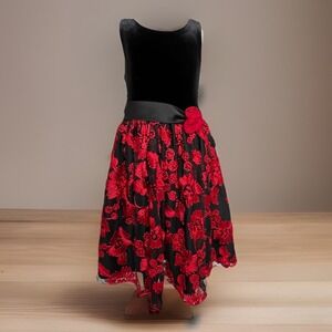 AMERICAN PRINCESS Holiday Dress Girls Size 7 Black Red Tulle Satin Ribbon Accent